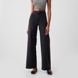 Gap High Rise Stride Wide-Leg Jean Washed Black 25P